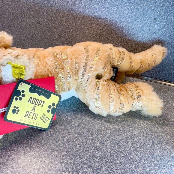 F.A.O. Schwarz®, "Adopt-A-Pets" GOLD EDITION, Plush Lying Tiger with Shimmering - Picture 2 of 5